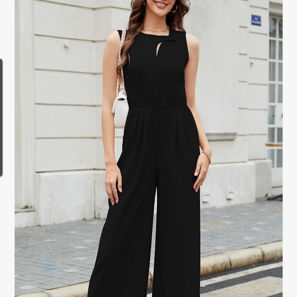 Gardenwed Black Sleeveless Wide-Leg Jumpsuit with Pockets Size Medium - Picture 10 of 10